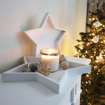 2er Set Dekotablett Stern aus Holz shabby Used-Look - 2 Farben -